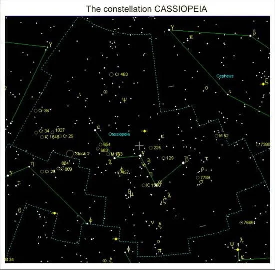 Crete Sky in Winter in November and December 1 the Constellation Cassiopeia