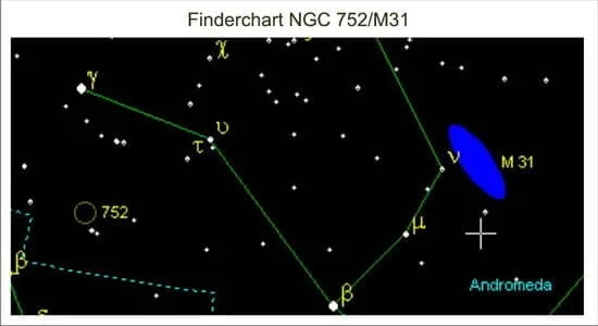 Crete Sky in Winter in November and December 6 Findechart NGC 752-M31