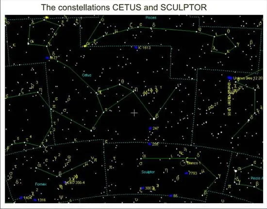 the constellation  Cetus and Sculptor