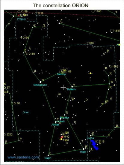 Orion constellation chart