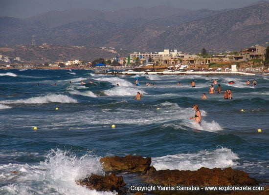 Stalis beach: playing with the waves