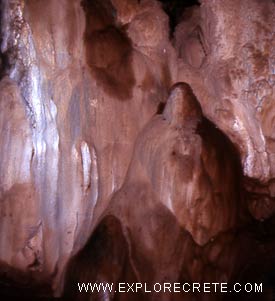 stalagmites with various forms in the Agia Sofia cave