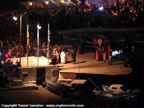 The Resurrection mass by the lake of Agios Nikolaos