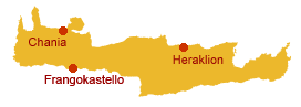 Frangokastello on the map of Crete
