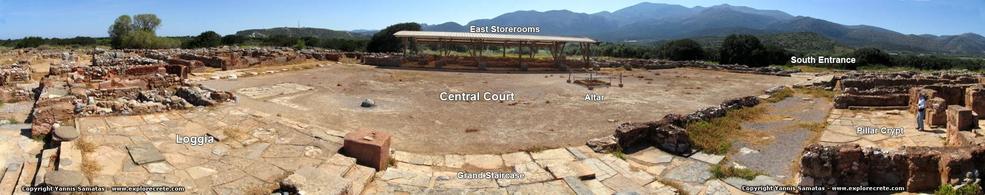 panoramic image of the central court of the minoan palace of Malia