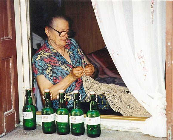 woman selling raki in rethymnon