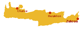 χάρτης με το φαράγγι της Ζάκρου στην Κρήτη
