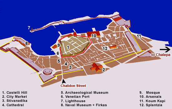 Chania map of the old town