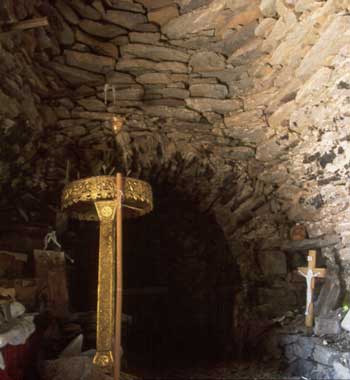 inside the stone-built chapel on Mt Ida, Kreta, Crete