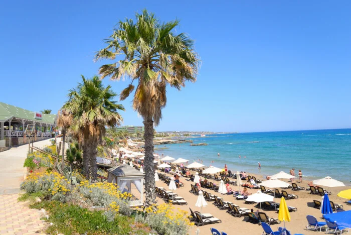 beach in hersonissos crete, summer weather in hersonissos