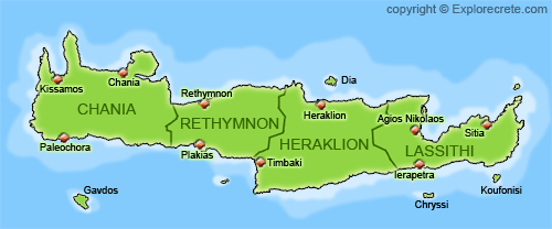 Road distances between towns in Crete