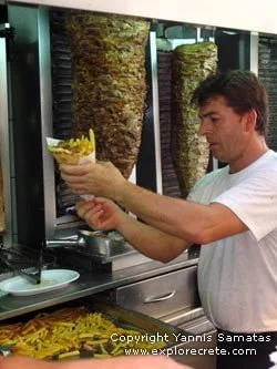 wrapping the pita gyros