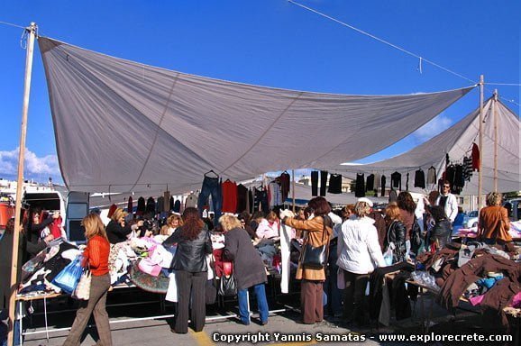 laiki street market in haraklion crete greece