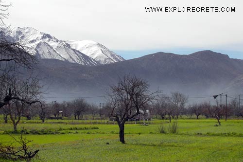 mountains with snow in Crete