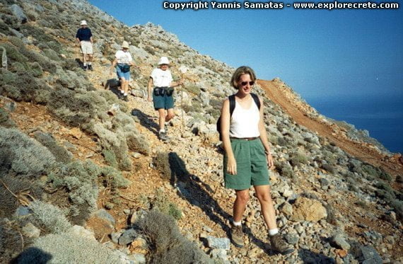 Hikers on the path to Loutro