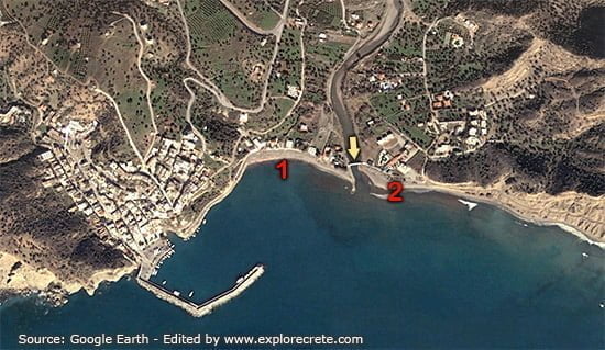 satellite map of agia galini beaches