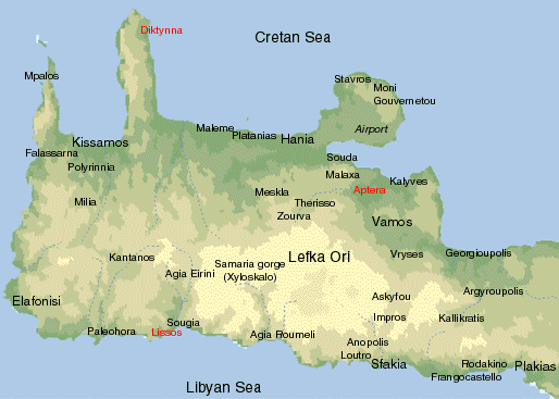 map of crete, hania