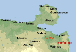 map showing kefalas village in crete