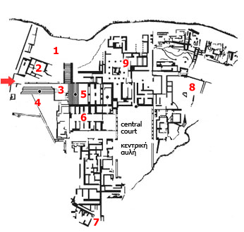 map of Phaistos archaeological site