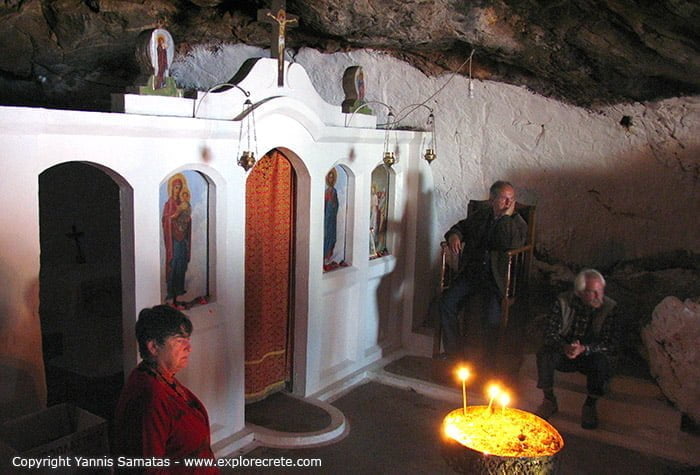 the church inside the cave of milatos in crete