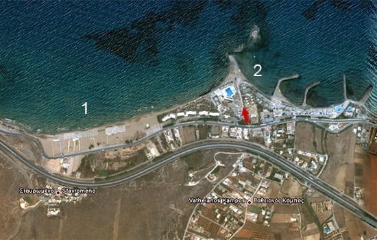 satellite image of kokkini hani beaches
