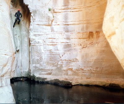 rock climbing in Ha gorge in Crete