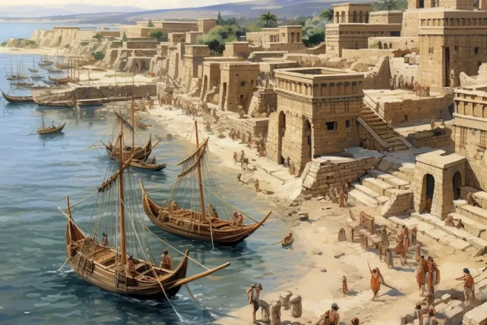 illustration of a minoan port