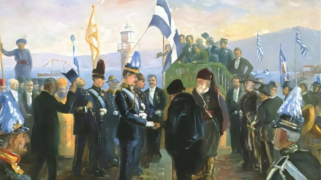painting depicting the union of crete with greece