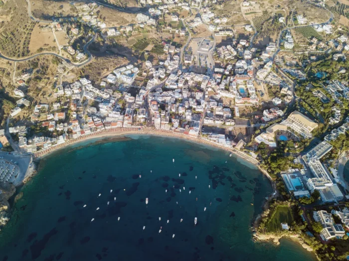 drone view of agia pelagia in crete